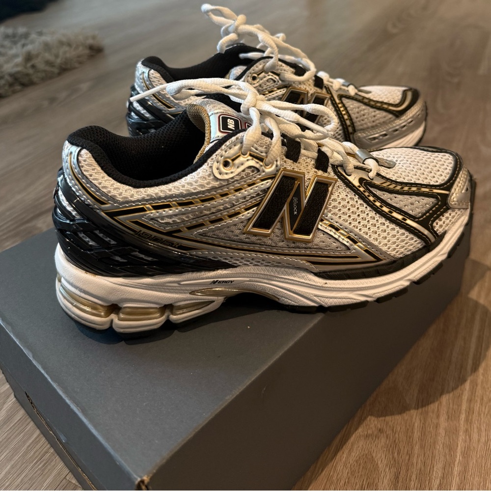 New Balance Kids' Sneakers in Black, White, and Gold